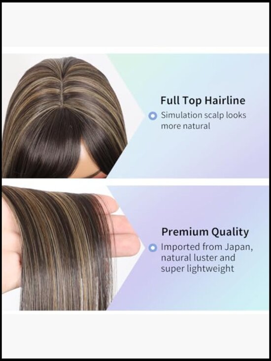 Long Straight Layered Wig with Bangs Heat Resistant Synthetic Hair for Women main image 6